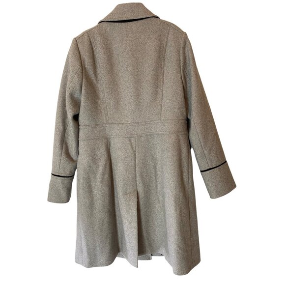 Vince Camuto Midi Coat Gray Double-Breasted Black Trim Wool Bend Medium - Picture 3 of 15